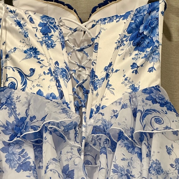 BABYONLINE STRAPLESS CHIFFON A-LINE PROM DRESS BLUE XS - Picture 9 of 15